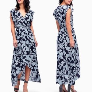 Splendid navy etched floral wrap dress size large